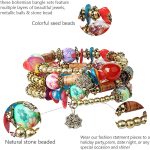 FIBO STEEL 6 Sets Bohemian Stackable Bead Bracelets for Women Stretch Multilayered Bracelet Set Multicolor Boho Jewelry - Image 2